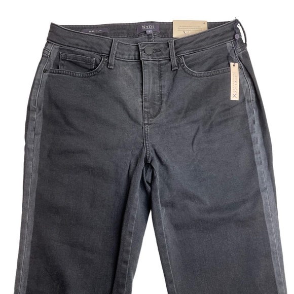 NYDJ Sheri Slim Side Stripe Jeans Black & Grey Size 4 New - Picture 3 of 9